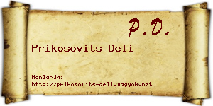Prikosovits Deli névjegykártya
